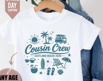 Personalised Cousin Crew T Shirts 2026, Matching Family Reunion T-shirts, Custom Kids Holiday Tops, Matching Cousin Outfits, Holiday Clothes