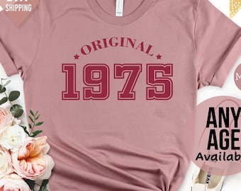 1975 Birthday TShirt UK, 50th Birthday Gifts for Women, 50th Birthday Tshirt, Vintage 1975 Birthday Shirt, Birthday Gift for Mum Grandma Top