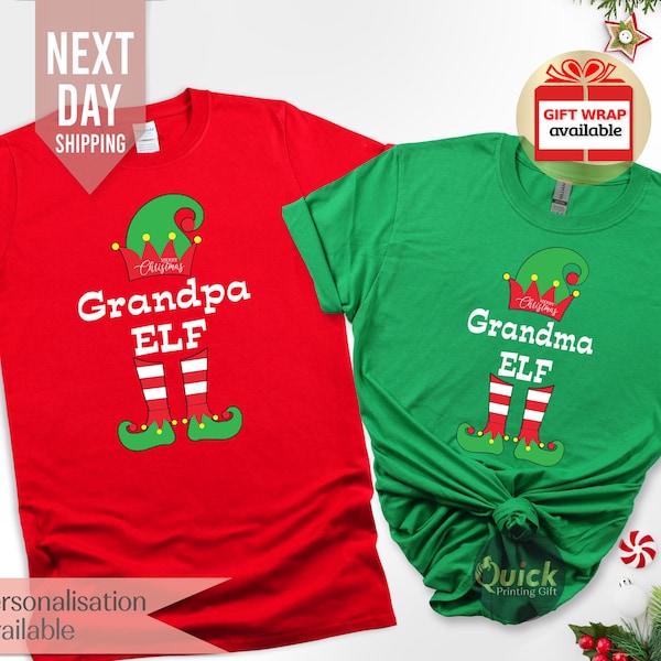 Chemise de Noël grand-père elfe, t-shirt de Noël grand-mère, chemise de famille de Noël, cadeau de Noël pour grand-père drôle