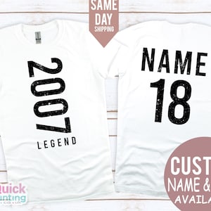 Camiseta de aniversário Legend 2007, presente de aniversário de 18 anos para homens, camiseta vintage de aniversário de 2007 para mulheres, camiseta Legend, camiseta de aniversário de 2025, camiseta de Natal