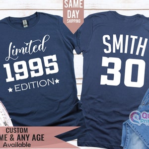 Chemise 1995 édition limitée, T-shirt personnalisé 30e anniversaire pour femme homme, chemises fête 30e anniversaire pour femme, T-shirt anniversaire personnalisé 2025
