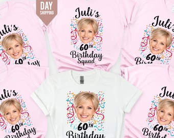 Personalized 30th Birthday Photo Shirt Custom Face Party Tee, Custom 40th Birthday Photo Shirt: Matching Party Group Shirts
