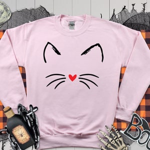Halloween Cute Cat Sweatshirt Ladies Unisex, Funny Halloween Cat Lover Gift, Autumn Jumper, Fall Sweatshirt, Halloween Costume Gift