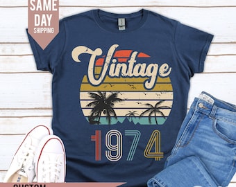 vintage 1974 t-shirt 50e anniversaire, cadeau 50e anniversaire pour homme, t-shirt anniversaire mari, idées cadeaux cinquantaine, chemises d'anniversaire, t-shirt 50e anniversaire