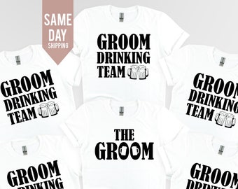 Groom & Groom's Drinking Team T-Shirt: Wedding Bachelor Party Tee