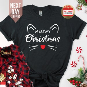Cat Lover Christmas Shirt, Funny Christmas Tshirt, Meowy Christmas Shirt, Animal Lover Tee, Cat Lover Gift Women, Christmas Gift for her
