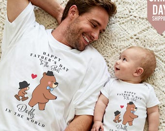Happy Fathers day to the best daddy in the world tshirt, Daddy and baby bear shirt, Fathers day Family Tee, Personalised Mom Gift with Kids