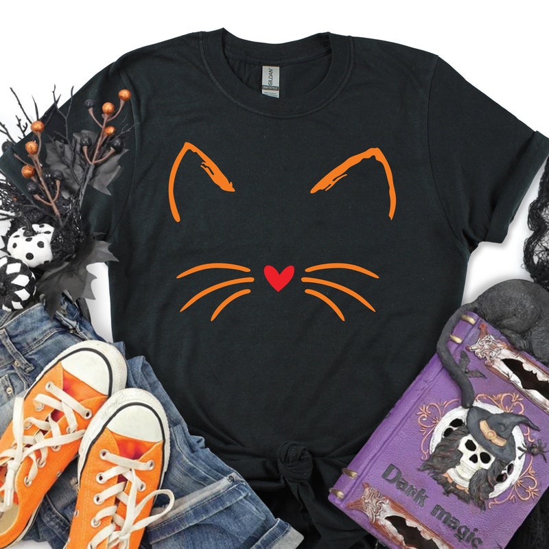 Cat Print Halloween Shirt Dress
