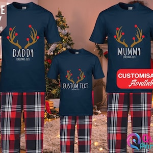 Personalized Family Christmas Pajamas: Reindeer Squad Cotton PJs