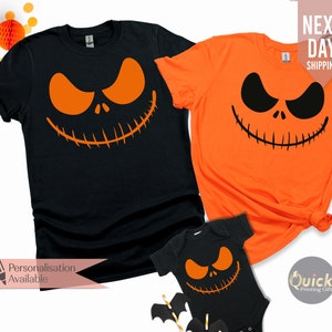 Matching Family Halloween Pumpkin shirts,  Funny Halloween Face Tshirt Tops 2024, Halloween Party Costume T-Shirt, Halloween Gifts for Kids