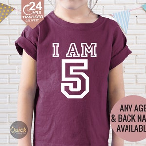 Kids Personalised Birthday Tshirt, 5th Birthday Shirt, Any Name Age Birthday Shirt, 5th Birthday Outfit Girl Boy, 5th Birthday Gift UK 2023