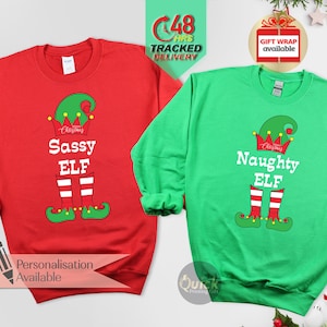 Funny Matching Family Christmas Sweatshirt, I&#39;m the Sassy Elf, Naughty Elf, Boss Elf, Cute Elf, Funny Elf Christmas Jumper, Christmas Gifts