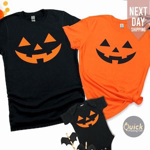 Matching Family Halloween Pumpkin Face shirts, Funny Halloween Tshirt Tops 2024, Halloween Party Costume, Halloween Gifts for Kids