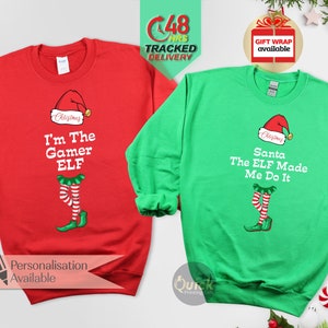 Funny Matching Family Christmas Sweatshirt, I&#39;m the Gamer Elf, Naughty Elf, Boss Elf, Cute Elf, Funny Elf Sweater, Christmas Eve Gift Box