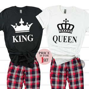 König Königin Pyjamas, König der Pik & Königin der Herzen, Herr und Frau T Shirt, Paar Pyjamas, Valentinstag Shirt, gerade verheiratet Shirt Geschenk