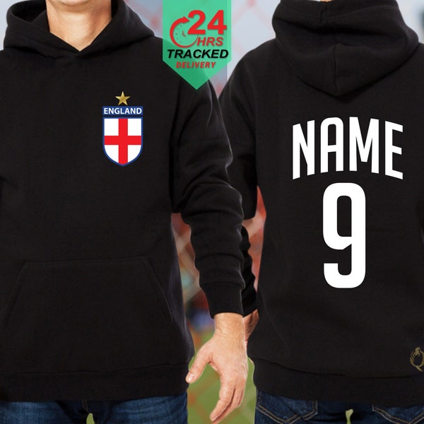 Personalised England World Cup 2023 Hoodie, England Football Unisex Pullover Hoodie, England Football Sweatshirt, Christmas Gift for Friend