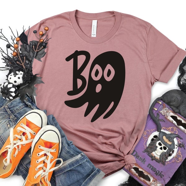 Boo Tshirt Halloween Shirt, Damen lustige Halloween Tshirt, Halloween Geschenk Shirt Freunde Geburtstag, Trick oder Leckerli, Kinder Halloween Shirt Top