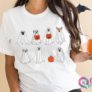 Chemise chien fantôme Halloween, Dog Lovers T, chemises automne, chemise fantôme, chemise chien fantôme, chemise Trick or Treat, maman chien, maman chien, t-shirts papa chien