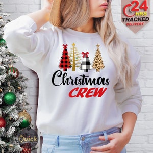 Christmas Crew Tree Jumper, Christmas Jumper for Women Men, Holiday Christmas Sweatshirt, Christmas Jumper School Office, Family Xmas Gift
