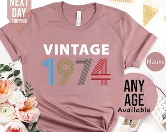 1974 Birthday TShirt UK, 50th Birthday Gifts for Women, 50th Birthday Tshirt, Vintage 1974 Birthday Shirt, Birthday Gift for Mum Grandpa