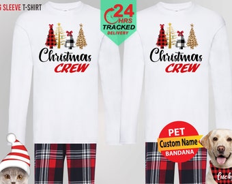 Matching Christmas Family Pyjamas, Christmas Crew Long Sleeve Tshirt Men Women, Christmas Couple Pajamas, Christmas Gifts for friends