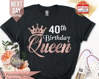 40th Birthday Queen Tshirt, Ladies Birthday Shirts , 40th Birthday Gifts for women, Vintage Birthday gift, Birthday Gift for Mum Grandma