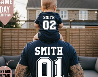 Personalized Father's Day Football T-Shirts: Dad & Son Matching Set, Father Daughter Gift, Father Son Gift, Custom Football Gift, dad son T