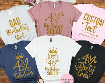 Custom Birthday Gift Tshirt UK, 40th Birthday Queen Tshirt, Birthday Squad Crew Shirt, Vintage Birthday Shirt, 40th Birthday Gift for Women