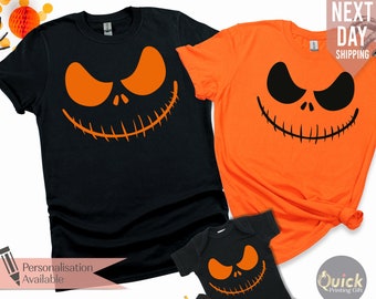Matching Family Halloween Pumpkin shirts,  Funny Halloween Face Tshirt Tops 2024, Halloween Party Costume T-Shirt, Halloween Gifts for Kids