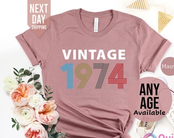 50th Birthday Tshirt, 1974 Vintage Birthday Shirt, 50th Birthday Gifts for women, Vintage Birthday gift shirt, Birthday Gift for Mum Grandma