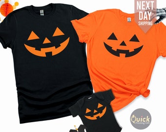 Matching Family Halloween Pumpkin Face shirts, Funny Halloween Tshirt Tops 2024, Halloween Party Costume, Halloween Gifts for Kids