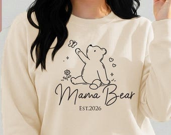 Felpa Mama Bear, Felpa per la festa della mamma, Maglione personalizzato, Top Mama Bear, Felpa personalizzata per la mamma 2026, Maglione Mama with Est