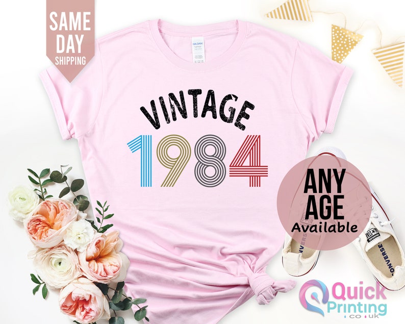 Ladies 40th Birthday Shirt 2024, 40th Birthday Gifts for women, 1984 Vintage Birthday Shirt, Vintage Birthday gift shirt, Mum Birthday Gift Pink