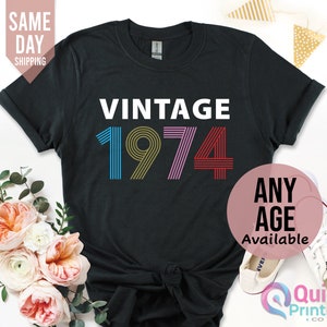 1974 Birthday TShirt UK, 50th Birthday Gifts for Women, 50th Birthday Tshirt, Vintage 1974 Birthday Shirt, Birthday Gift for Mum Grandpa Black