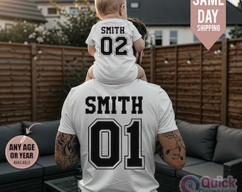 Personalized Father's Day Football T-Shirts: Dad & Son Matching Set, Father Daughter Gift, Father Son Gift, Custom Football Gift, dad son T