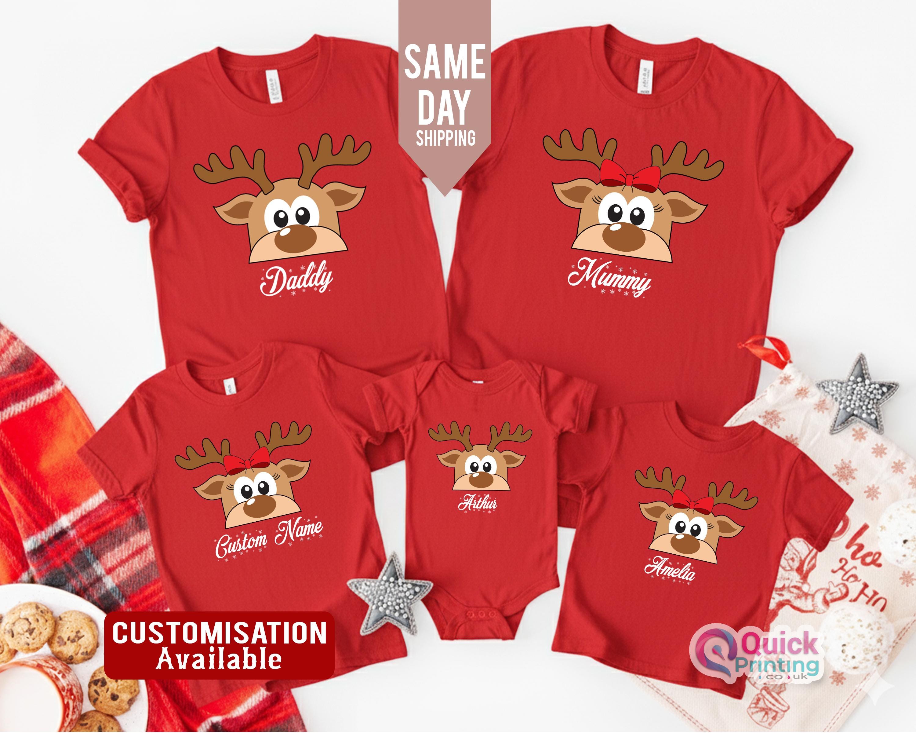 カスタムトナカイTシャツ、メリークリスマスTシャツ、トナカイ 