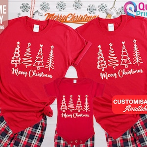 Matching Family Christmas Pajamas: Tree Print Cotton PJs Set