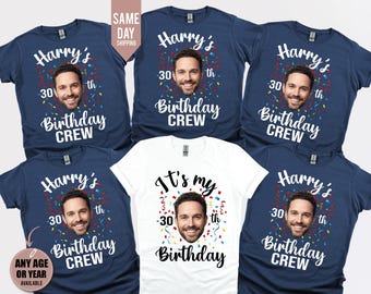 Custom 50th Birthday Photo Shirt: Matching Party Group Tee, 1996 Birthday Shirt 2026, Face T-shirts, Turning 50 Birthday Custom Face Shirt