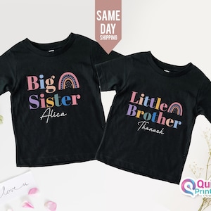 T-shirt grote zus, regenboogshirt, shirt Little Brother, T-shirt voor kinderen, zwangerschapsaankondiging grote zus, ik word een grote zus