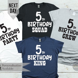 T-shirt d'anniversaire personnalisé pour enfants, chemise de 5e anniversaire, chemise d'anniversaire de n'importe quel âge fille garçon tee-shirt de fête d'anniversaire, 6e 10e 12e 18e cadeau d'anniversaire