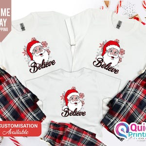 Believe Santa Pajama Set,  family matching xmas pjs, pyjamas festive, Family Holiday Pajamas gift, Christmas Pyjamas Mum Dad Siblings, Santa