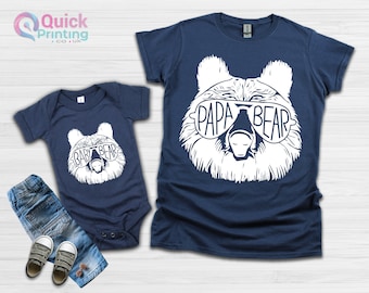 Papa Bear Baby Bear, Dad and Baby Matching T-shirt Baby Vest, Father&#39;s Day Gift Present, New Dad Gift, Dad Birthday tshirt son Gift to Dad T