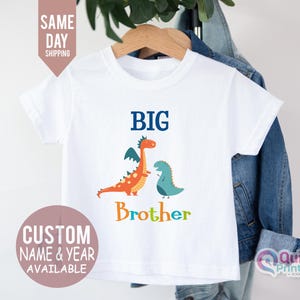 Camiseta de Gran Hermano, camiseta de dinosaurio para anunciar el bebé, camiseta Revel, regalo personalizado, revelación del embarazo de los hermanos, camiseta para niños