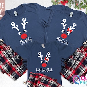 Personalised Family Christmas Pajamas: Reindeer Matching PJs