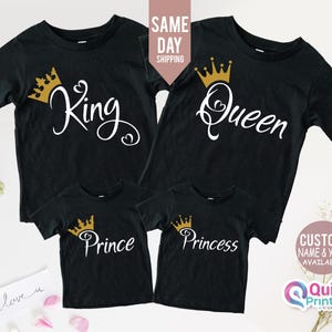 König Königin Passende Paar Shirts, KÖNIGLICHE Familie König Königin Prinz Prinzessin Strampler und Erwachsene T-Shirts, Geschenk für Familie Neugeborene, Jahrestag