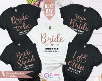 Personalized Bridal Party Shirts: Hen Party Custom Name Tops