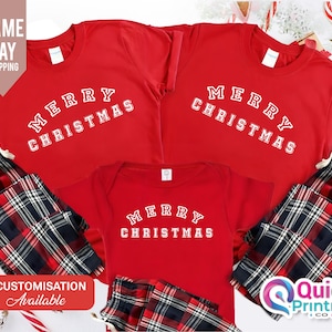 Merry Christmas T-shirts, matching family Christmas pyjamas set, Group Christmas Pajama Set, Personalised Matching Family Christmas Pyjamas
