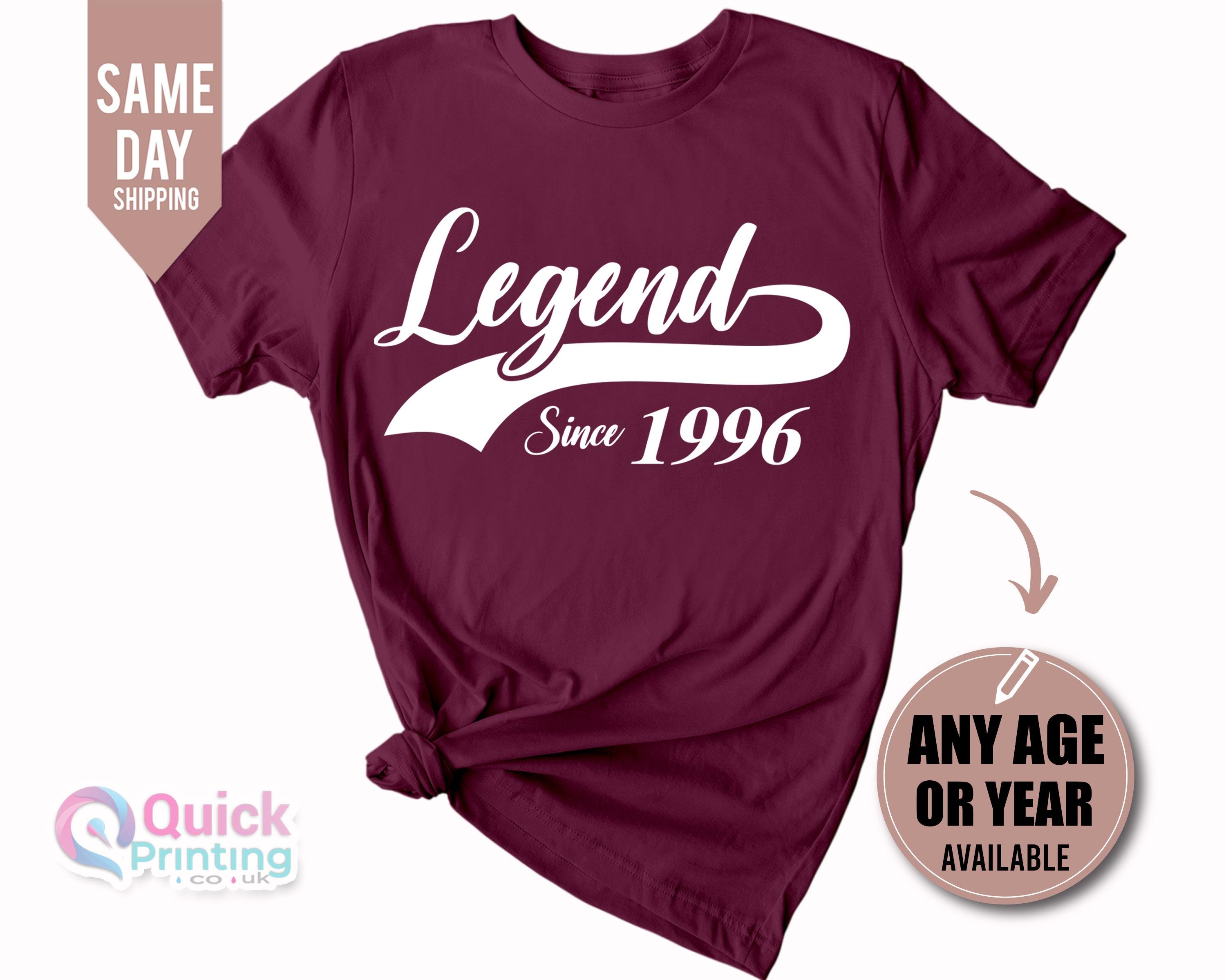 Legend Since 1996 T-shirt: 30th Birthday Gift, Custom Name, Legend