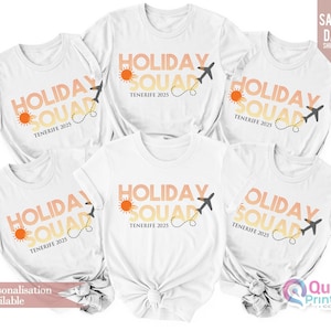 Matching Family Holiday T-Shirts: Holiday Squad 2025, Personalized Group Vacation Shirts image 10