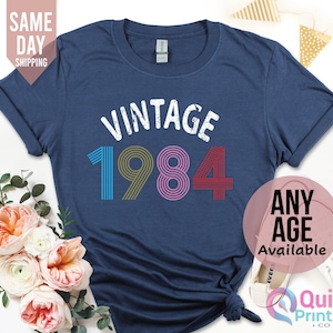 Ladies 40th Birthday Shirt 2024, 40th Birthday Gifts for women, 1984 Vintage Birthday Shirt, Vintage Birthday gift shirt, Mum Birthday Gift Navy Blue